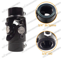 New 3/4" DD x 3/4" 36 Spline Black Steering Shaft U Joint Universal Coupling