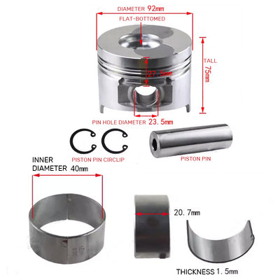 Pistão e juntas e rolamentos para motor e gerador Yanmar Diesel L100 186FA 10HP 
