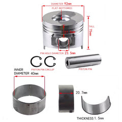 Pistão e juntas e rolamentos para motor e gerador Yanmar Diesel L100 186FA 10HP 