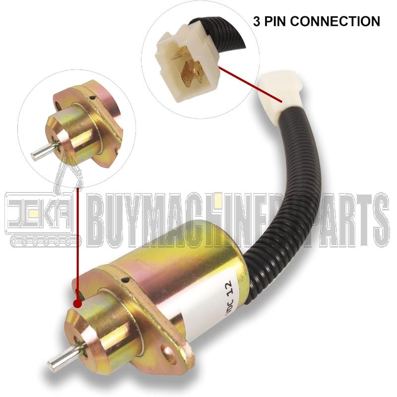 SA-4569-T Fuel Shut Off Solenoid 1503ES-12A5UC5S 17454-60010 1503ES-1, Fuel Shutdown Solenoid Fit for Kubota BX22D F2560E F3060 V1505T