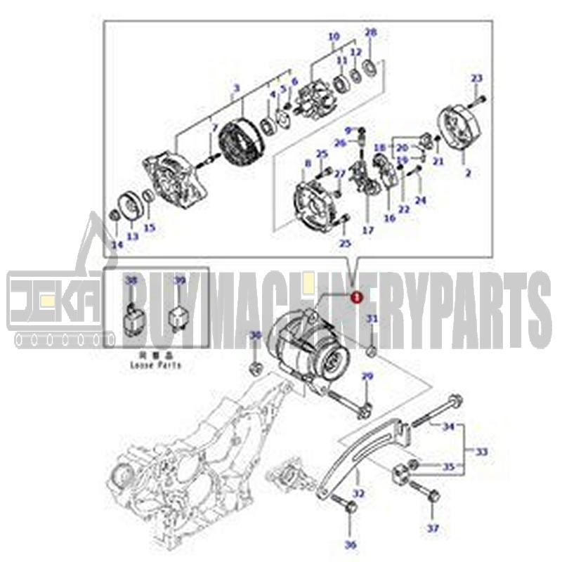 12V Alternator YM119751-77200 for Komatsu Engine 4D88E-7 Excavator PC45MR-5 PC55MR-5