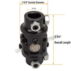 3/4" DD X 3/4" DD Universal Steering U Joint Single Shaft Coupler Black US NEW