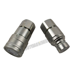 1/2" Body x 1/2" NPT Thread Flat Face Hydraulic Quick Coupler Bobcat Skid Steer