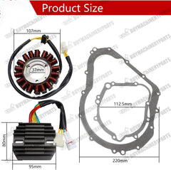 Regulator Rectifier with Stator and Gasket Kit Compatible with 2006-2012 Suzuki