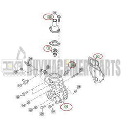 Water Pump 8981262300 With Gasket & Thermostat 8973617700 & Pipe 8971690151 & Sensor 8971256001 for Isuzu Engine 4LE1 4LE2 Hitachi Excavator ZX70-3 ZX75US-3 ZX75UR-3 ZX80LCK-3