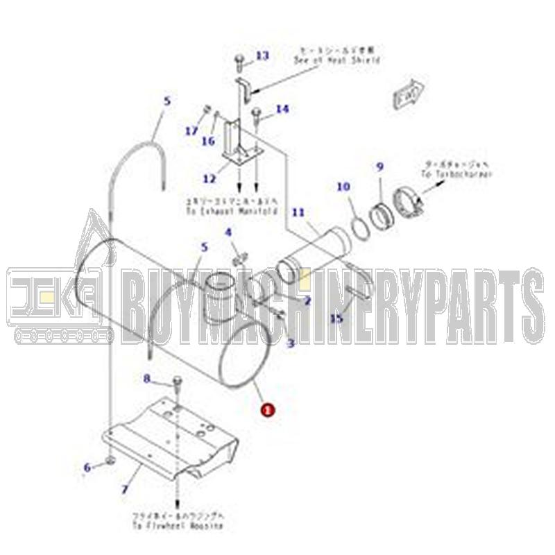 Muffler Silencer 6743-11-5721 for Komatsu Engine SAA6D114E-2 Excavator PC300-7 PC350-7 PC360-7 PC340-7 PC380-7