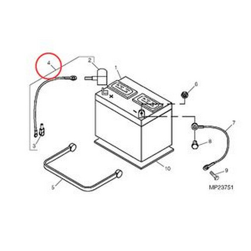 Positive Battery Cable AM123446 for John Deere Tractor LT150 LT155 LT160 LT166 LT170 LT180 LTR155 LTR180