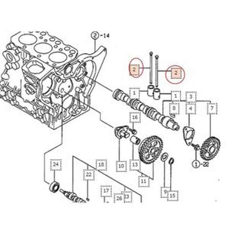 Push Rod YM119620-14401 for Komatsu 3D72/2D68/3D74/3D72 Engines