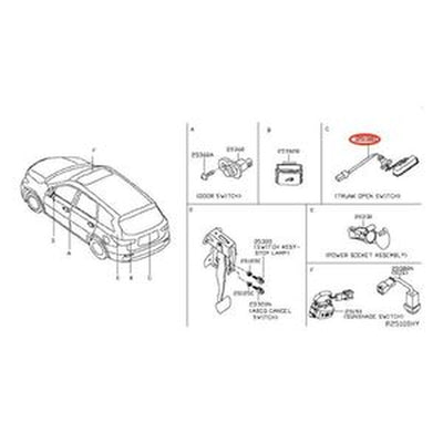 Rear Liftgate Release Switch 25380-4BA1A/C for Nissan Rogue 2014-2020