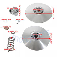 Drive Driven Clutch & Belt Kit J55-G6260-00-00 for Yamaha 4 Cycle Gas Golf Cart G2 G8 G9 G11 G14 G16 G20 G21 G22