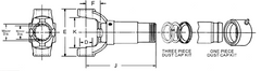 2-3-4681KX Garfo deslizante Série 1330, Ø1,375x16 estrias - 6,000 da linha central à extremidade