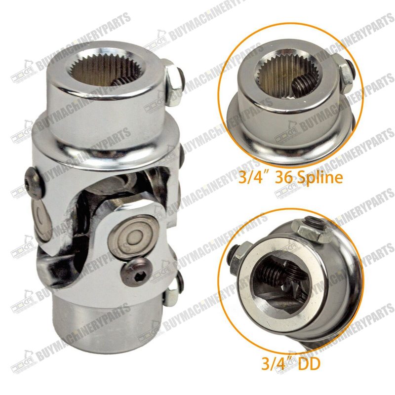 Steering Shaft U Joint 3/4 DD to 3/4 36 Spline Single Chrome U Joint Coupling - Buymachineryparts