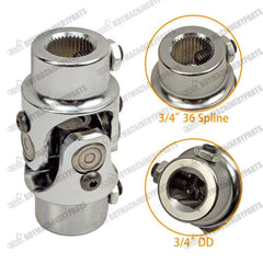 Steering Shaft U Joint 3/4 DD to 3/4 36 Spline Single Chrome U Joint Coupling - Buymachineryparts