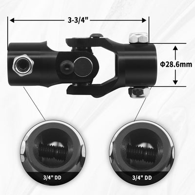 Universal Coupling U Joint 3/4' DD x 3/4' DD for Hot Rat Street Rod Total Length: 96mm (3-3/4