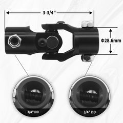Universal Coupling U Joint 3/4' DD x 3/4' DD for Hot Rat Street Rod Total Length: 96mm (3-3/4")