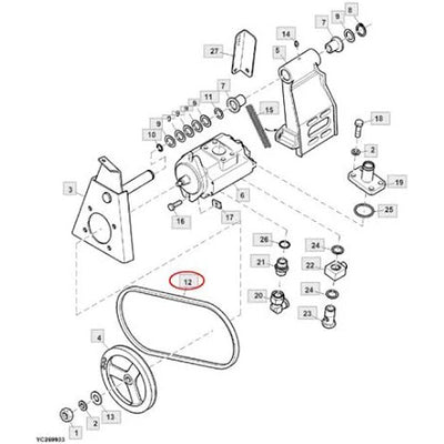 V-Belt Z34828 for John Deere Engine 4045 6068 Combine 932 952 1065 1166 1188 C110 C230 C240 W230 W430 R230