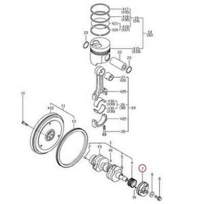 V-Pulley 119233-21691 for Yanmar 3TNE68 Engine