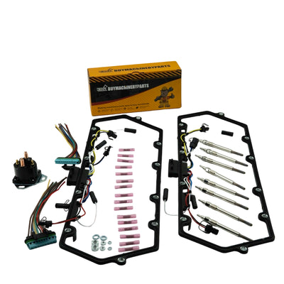 Juntas da tampa da válvula + chicote de velas de incandescência do injetor interno com relé + 8 velas de incandescência F81Z-6584-AA F81Z-9D930-AB para Ford 1999-2003 Powerstroke 7.3L F250 F350 E250 E350