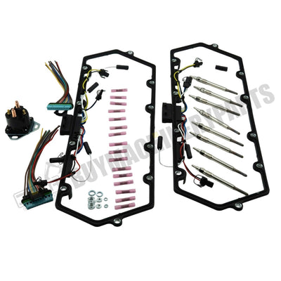 Juntas da tampa da válvula + chicote de velas de incandescência do injetor interno com relé + 8 velas de incandescência F81Z-6584-AA F81Z-9D930-AB para Ford 1999-2003 Powerstroke 7.3L F250 F350 E250 E350