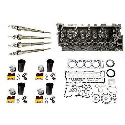 Cylinder Head W/Valves + Overhaul Gasket + Liner Kit + Glow Plugs For Isuzu 4.8L 4HE1 4HE1-TC