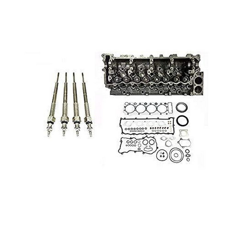 Cylinder Head W/Valves + Overhaul Gasket Kit + Glow Plugs For Isuzu 4.8L 4HE1 4HE1-TC Engine