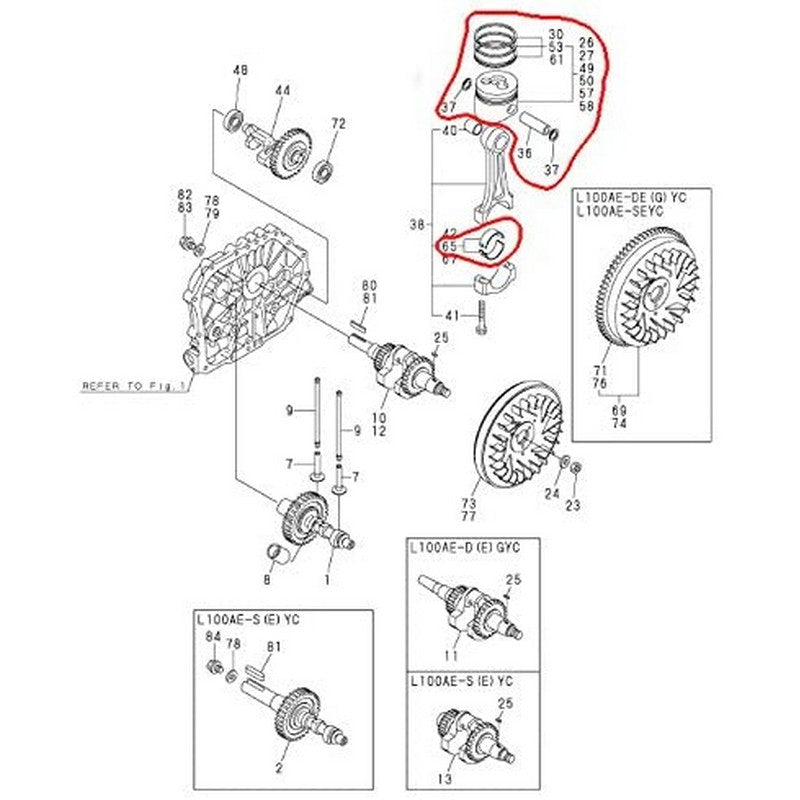Piston & Gaskets & Bearing For Yanmar Diesel Engine & Generator L100 186F 10HP