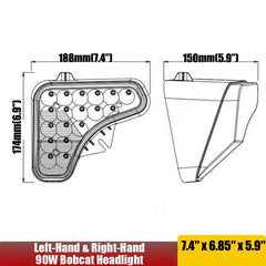 LED Headlight Kit 7251341 7251340 Fit for Bobcat A770 S450 S510 S530 S550 S570 S590 S595 S630 S650 S740 S750 S770 S850 T450 T550 T590 T595 T630 T650 T740 T750 T770 T870