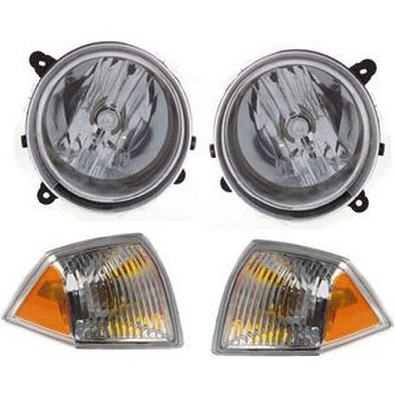 Complete Headlight & Fog Light Kit For Ford Escape 2001-2004 - Driver & Passenger Side - 4-Piece Halogen Set