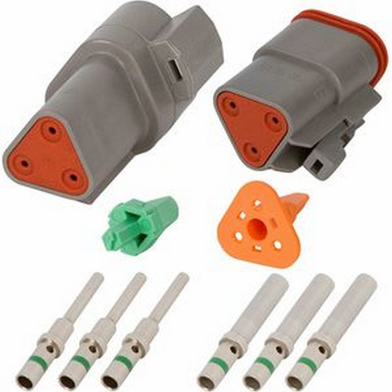 Deutsch DT 3 Pin Gray Connector Kit With 14 AWG Solid Contacts ...
