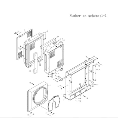 For Hyundai Excavator R200W-3 Water Tank Radiator Core ASS'Y 11ER-42490