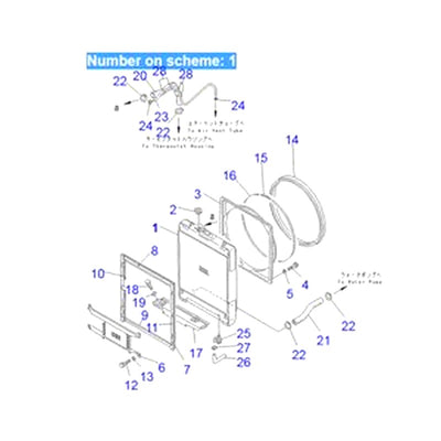 For Komatsu Bulldozer D60P-12 D65E-12 D65EX-12 D65EX-12H D65P-12 D65PX-12 Water Tank Radiator Core D60 ASS'Y 14X-03-11312