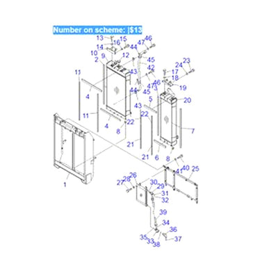 For Komatsu Bulldozer D65EX-15E0 D65PX-15E0 D65WX-15E0 Water Tank Radiator Core D60 ASS'Y 14X-03-35112