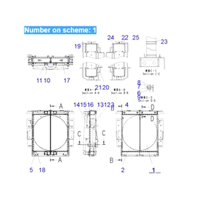For Komatsu Dump Truck HM250-2 HM300-2 Water Tank Radiator Core ASS'Y 56D-03-21210 56D-03-21211