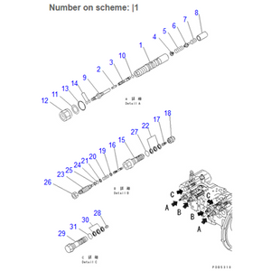 For Komatsu Excavator PC220-6Z PC220-6 PC250-6 PC250LC-6 PC230LC-6 PC230 Relief Valve Assembly 708-2L-04531