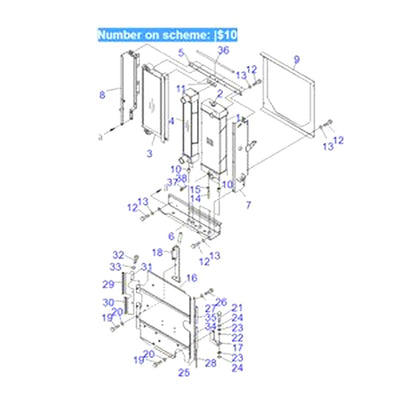 For Komatsu Wheel Loader WA150-5 WA150L-5 WA150PZ-5 Water Tank Radiator Core ASS'Y 416-03-31107