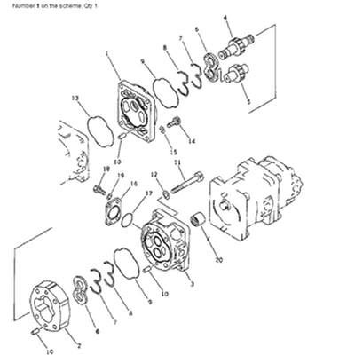 For Komatsu Wheel Loader WA420-1LC WA420-1 Loader and Steering Pump 705-56-34100