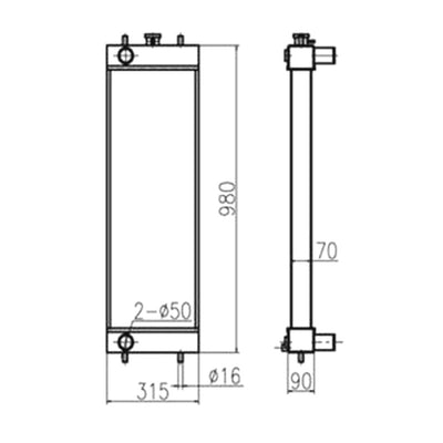 For Sumitomo Excavator SH130-5 Water Tank Radiator Core ASS'Y