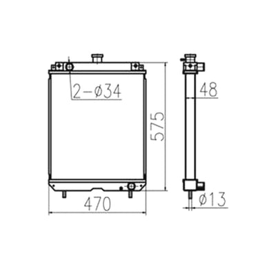For Yanmar F455 F605 Water Tank Radiator Core ASS'Y 119956-44501