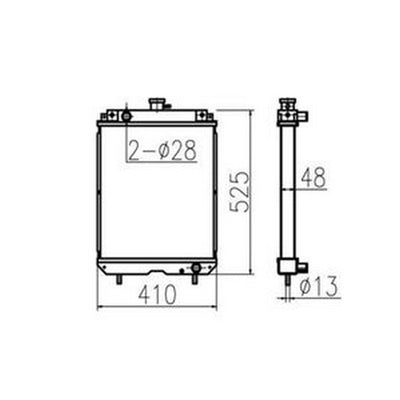 For Yanmar US40 US46 US50 Water Tank Radiator Core ASS'Y 129457-44501