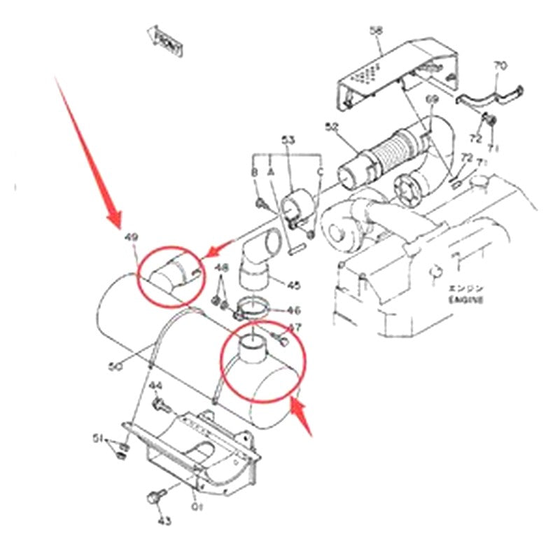 Ex400 Engine For Hitachi Excavator EX400 Engine 6RB1 Muffler 4205649 – Buymachineryparts