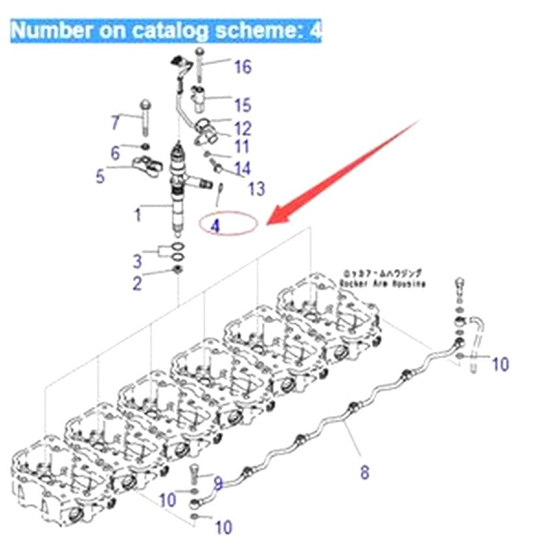 Original O-Ring 6219-71-1160 for Komatsu GD755-5R BR580JG-1 Engine SAA6D170E SAA6D140E