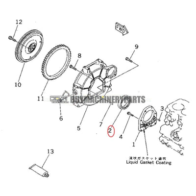 Rear Seal YM124085-02220 for Komatsu Engine 2D68E-3 3D72-1 3D74E-3 3D76E-6 Excavator PC12R-8 PC15R-8 PC20MR-2 PC26MR-3