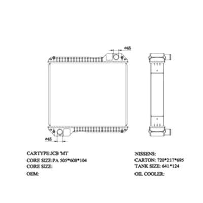 Water Radiator Core for JCB 3CX 4CX 526 528 530