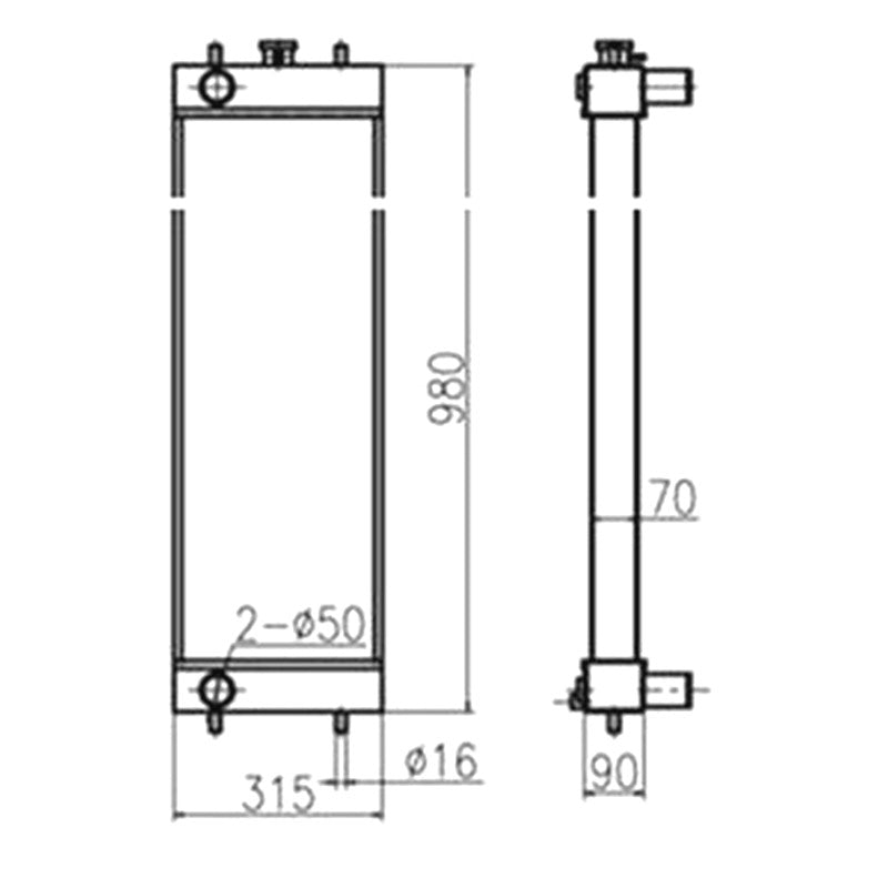 Water Tank Radiator KNH10450 for Sumitomo Excavator SH130-5