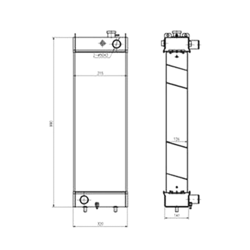 Water Tank Radiator YN05P000585001 for Kobelco Excavator SK200-8